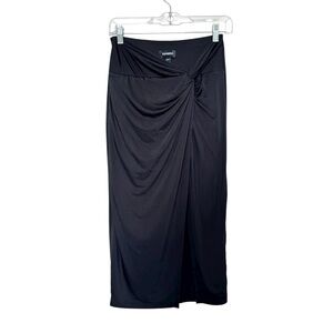 Express Black Body Contour Twist Front Midi Skirt With Built-In Shapewear size S
